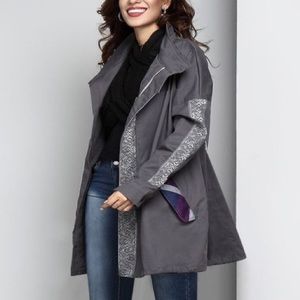 Reborn charcoal twill cotton oversized jacket